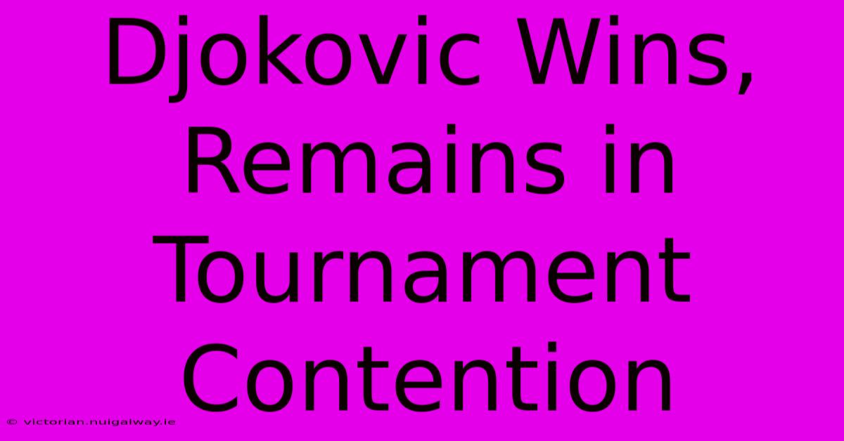 Djokovic Wins, Remains In Tournament Contention