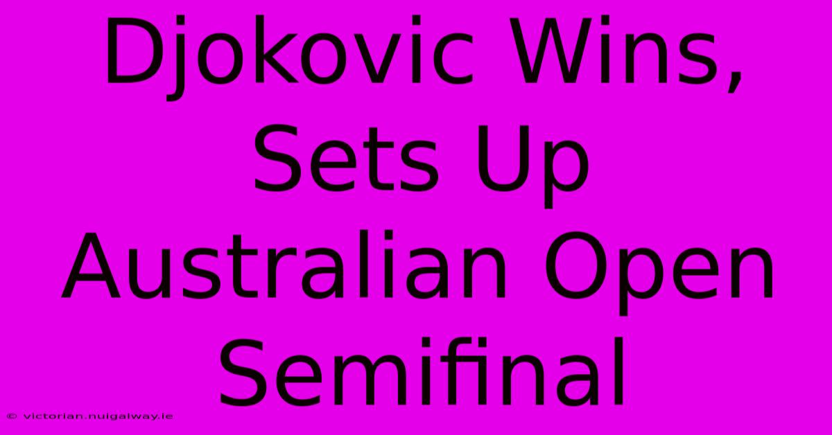 Djokovic Wins, Sets Up Australian Open Semifinal