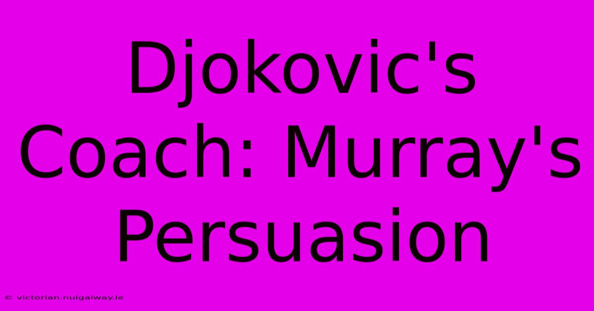 Djokovic's Coach: Murray's Persuasion