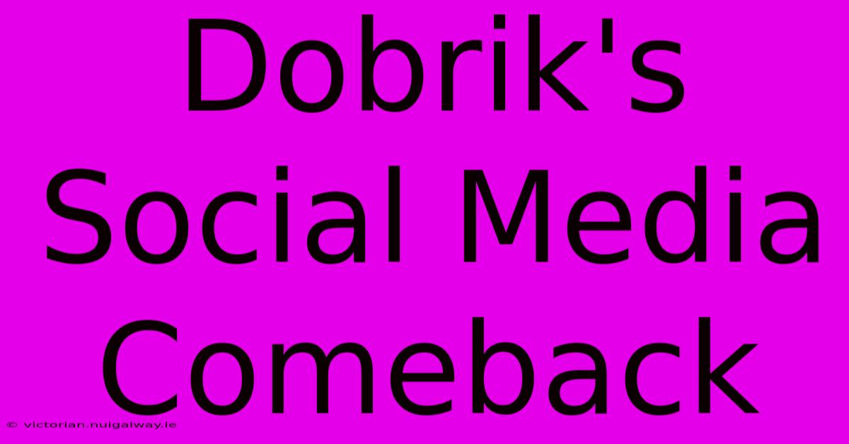 Dobrik's Social Media Comeback