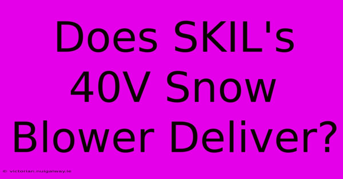 Does SKIL's 40V Snow Blower Deliver?