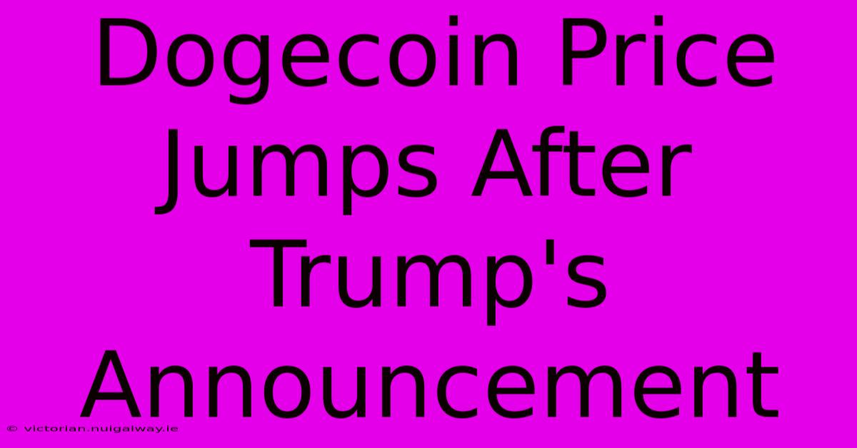 Dogecoin Price Jumps After Trump's Announcement