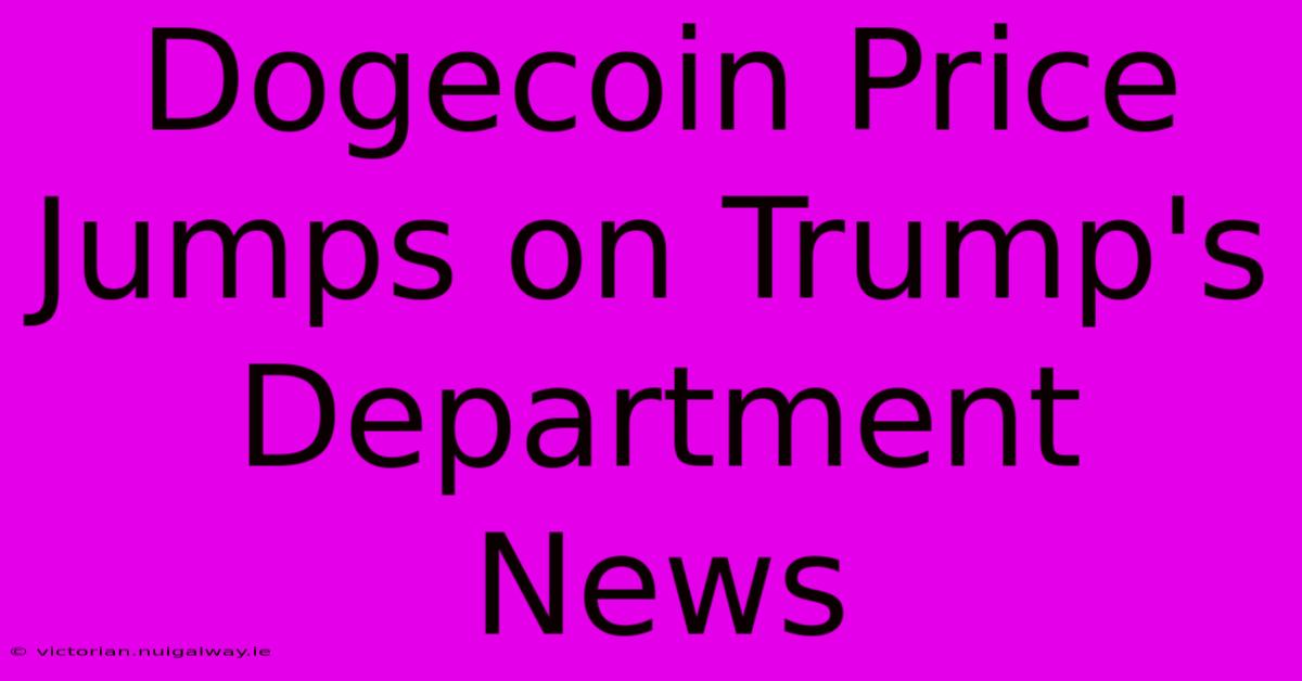 Dogecoin Price Jumps On Trump's Department News