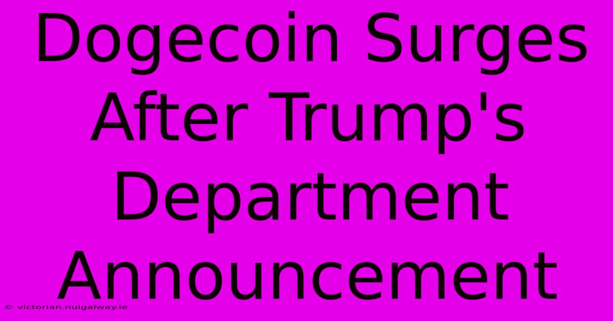 Dogecoin Surges After Trump's Department Announcement 