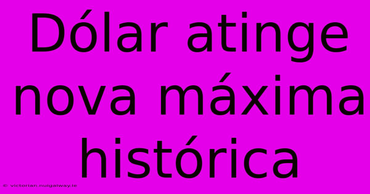 Dólar Atinge Nova Máxima Histórica