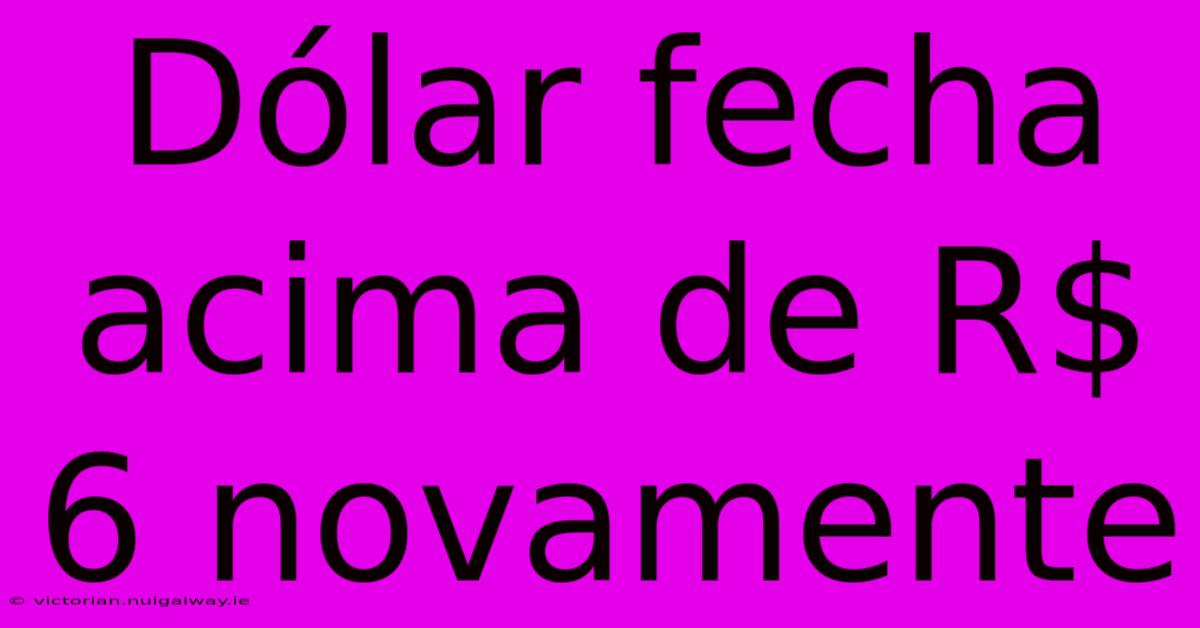 Dólar Fecha Acima De R$ 6 Novamente