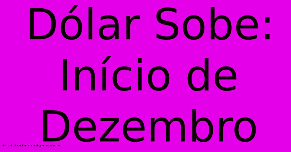 Dólar Sobe: Início De Dezembro