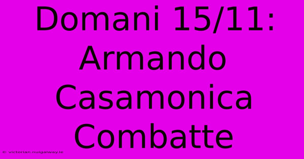 Domani 15/11: Armando Casamonica Combatte