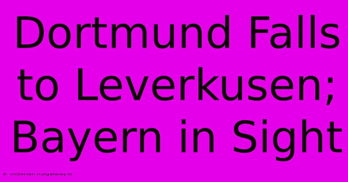 Dortmund Falls To Leverkusen; Bayern In Sight