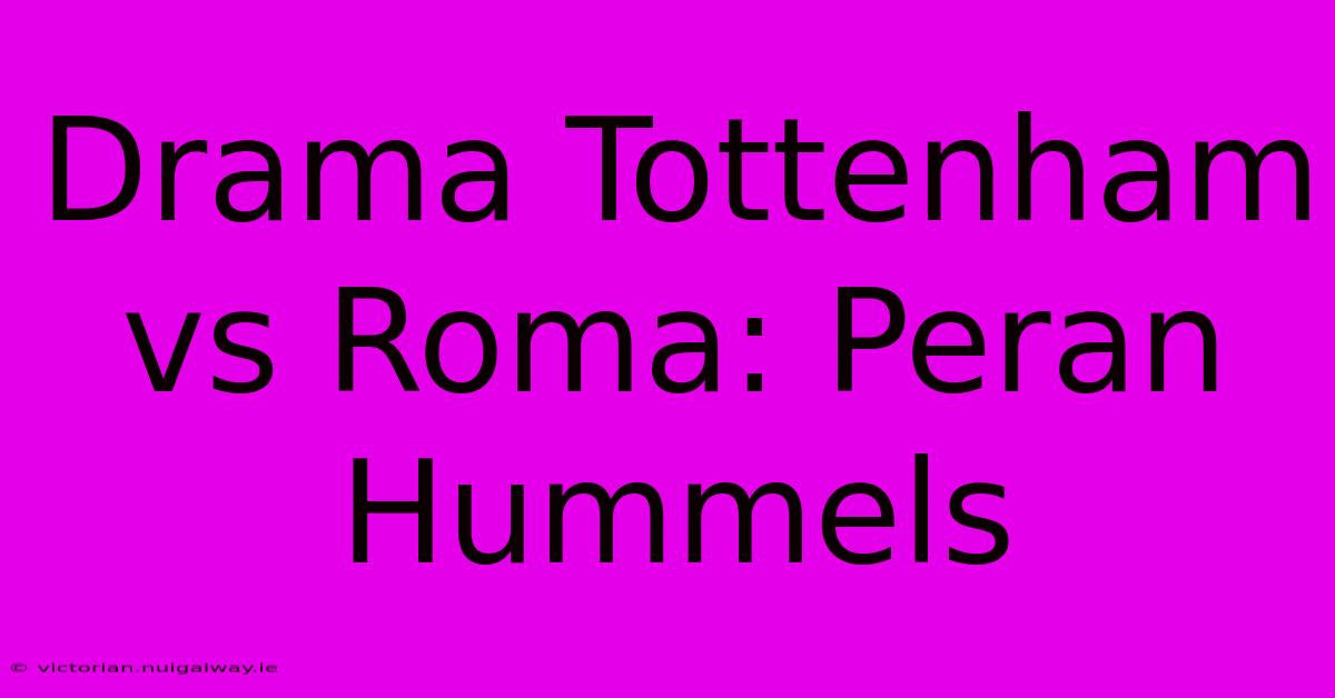 Drama Tottenham Vs Roma: Peran Hummels