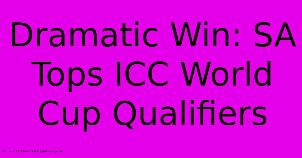 Dramatic Win: SA Tops ICC World Cup Qualifiers