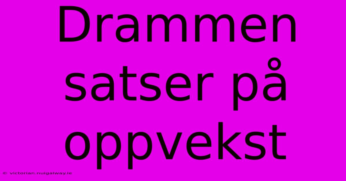 Drammen Satser På Oppvekst