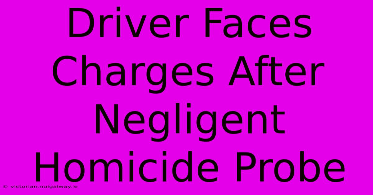 Driver Faces Charges After Negligent Homicide Probe