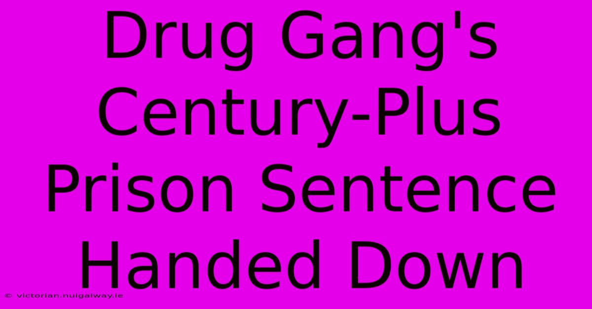 Drug Gang's Century-Plus Prison Sentence Handed Down