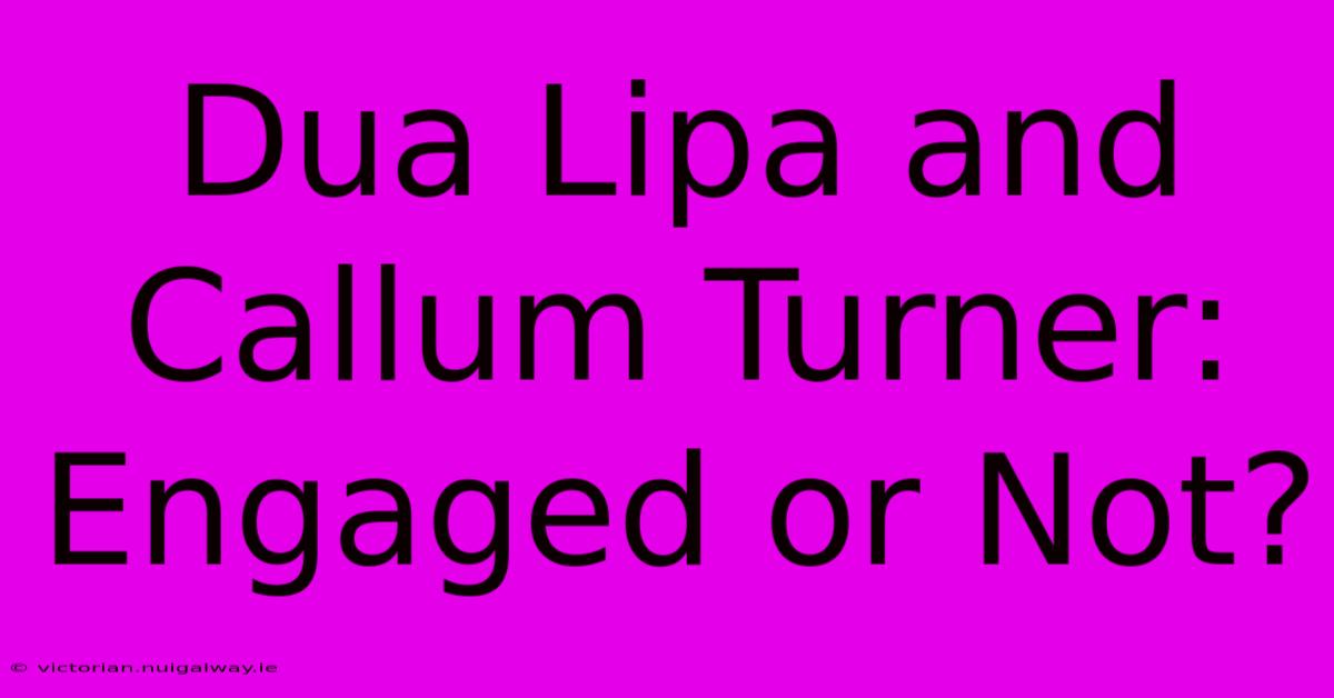 Dua Lipa And Callum Turner: Engaged Or Not?