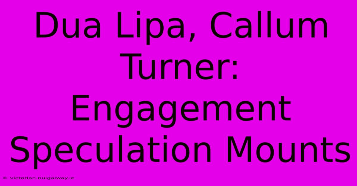 Dua Lipa, Callum Turner: Engagement Speculation Mounts