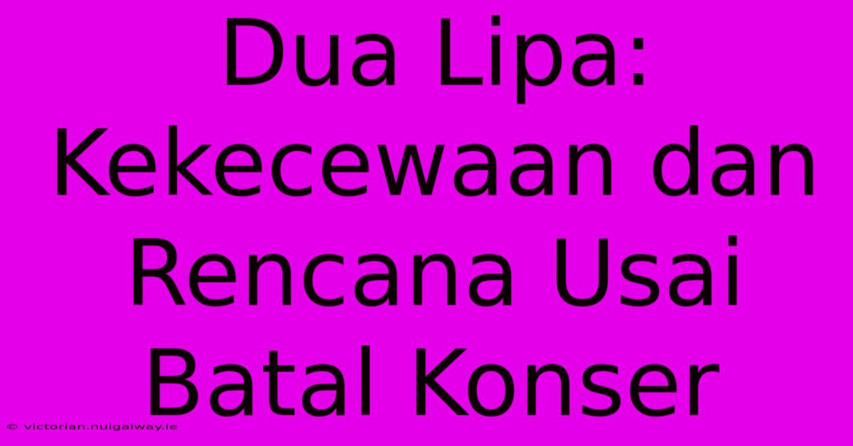 Dua Lipa: Kekecewaan Dan Rencana Usai Batal Konser