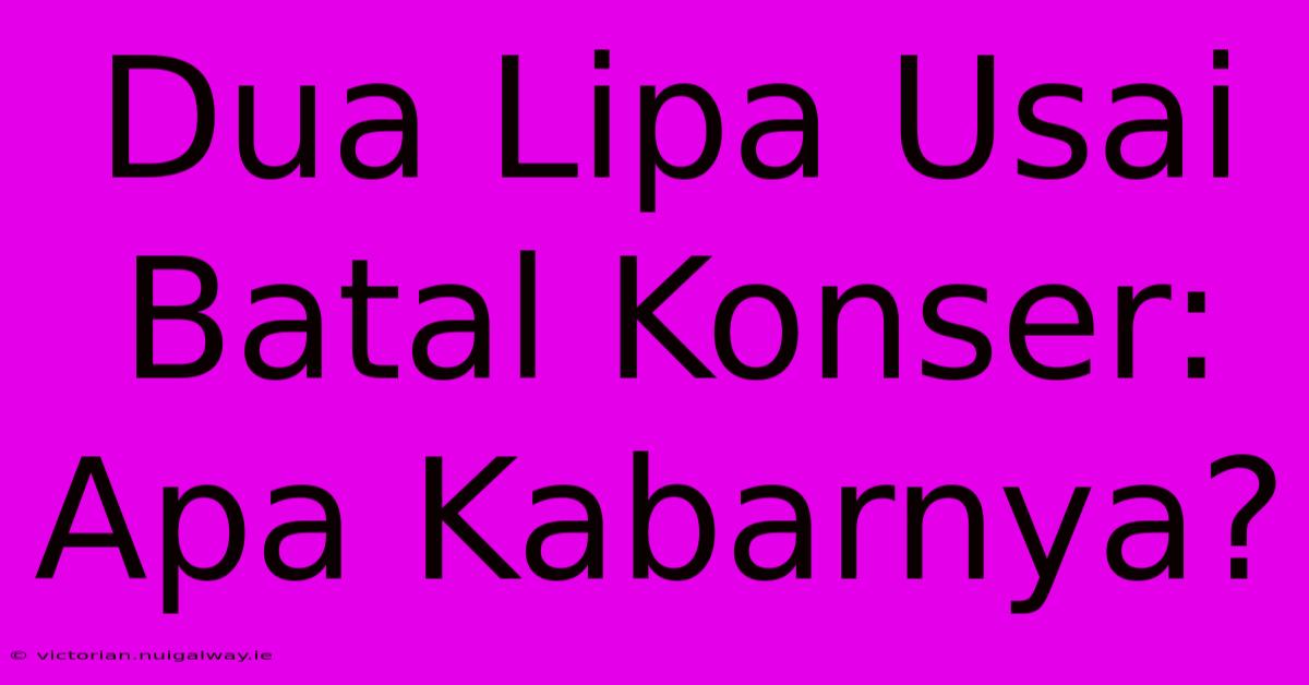 Dua Lipa Usai Batal Konser: Apa Kabarnya?