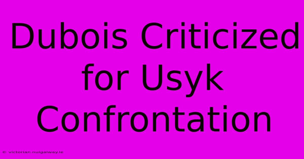 Dubois Criticized For Usyk Confrontation