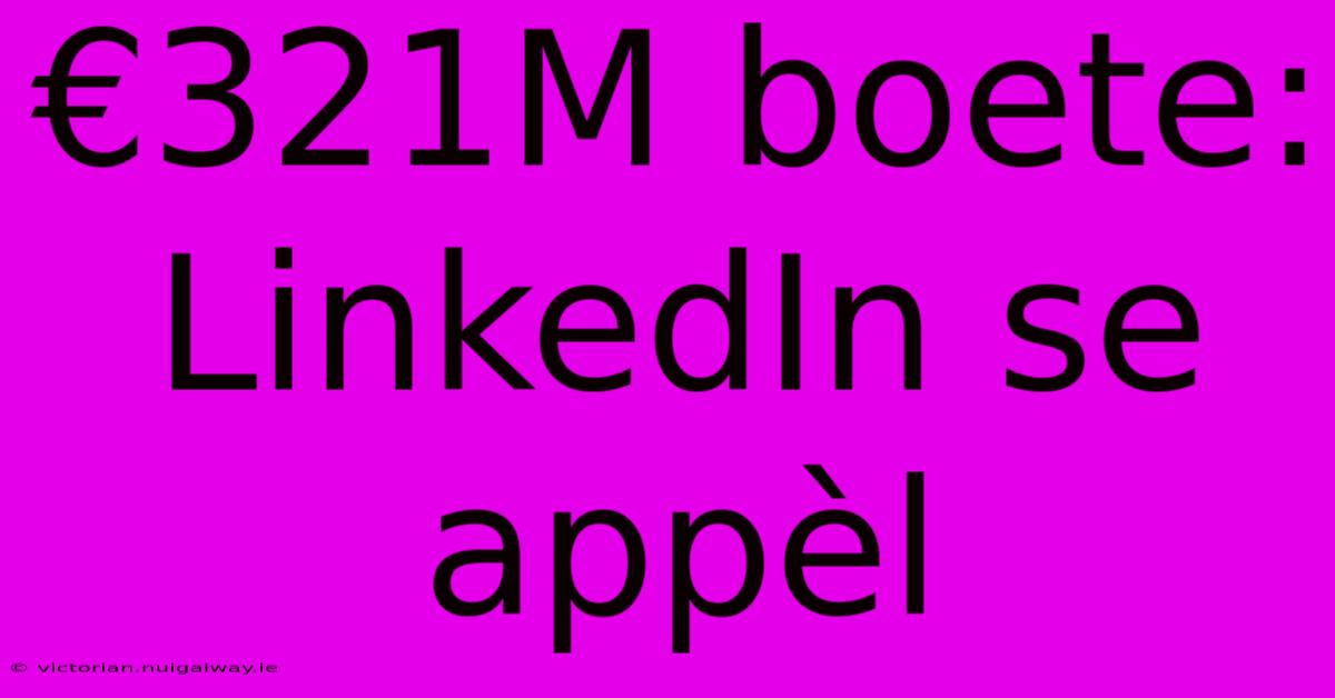 €321M Boete: LinkedIn Se Appèl