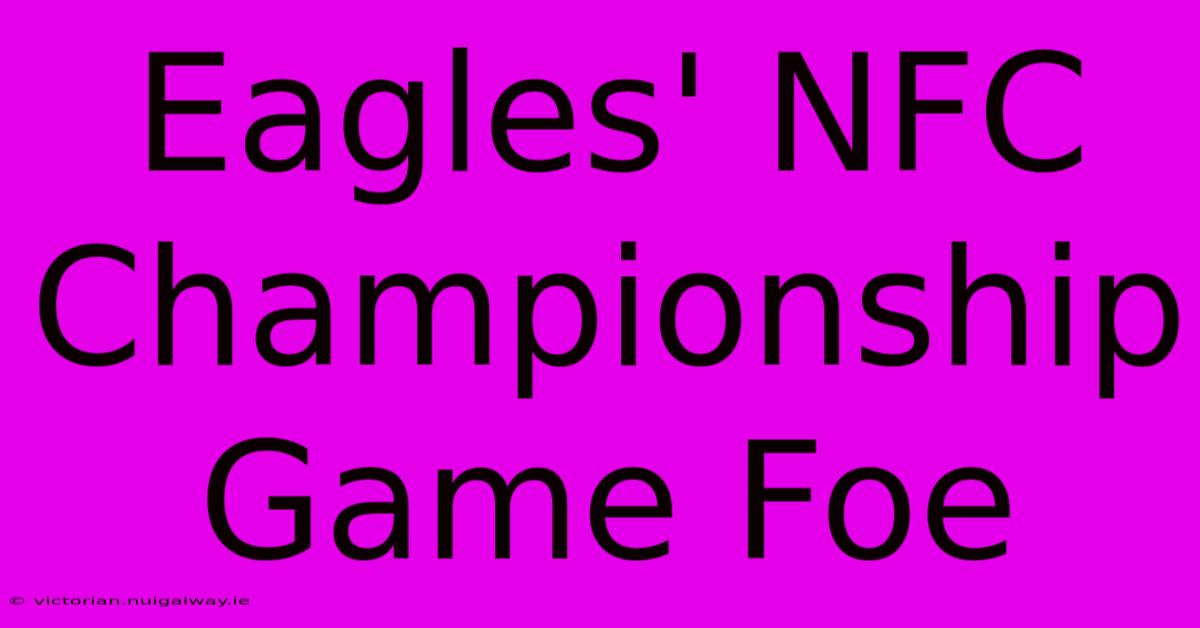 Eagles' NFC Championship Game Foe