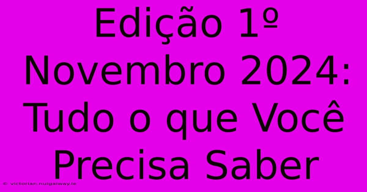 Edição 1º Novembro 2024: Tudo O Que Você Precisa Saber