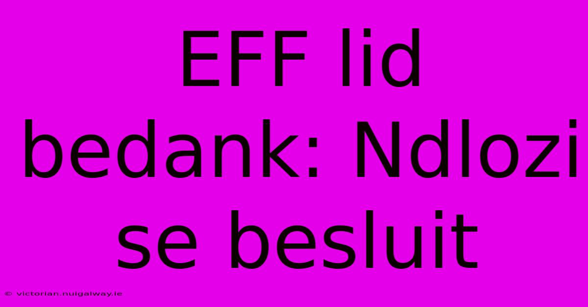 EFF Lid Bedank: Ndlozi Se Besluit