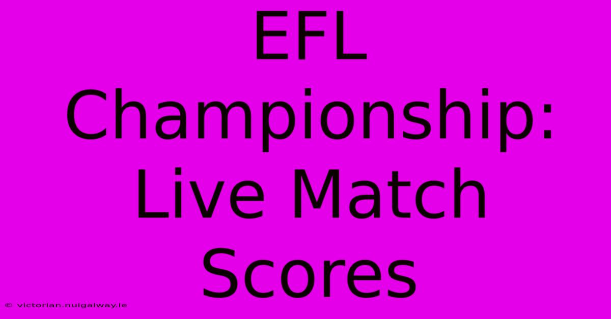 EFL Championship: Live Match Scores