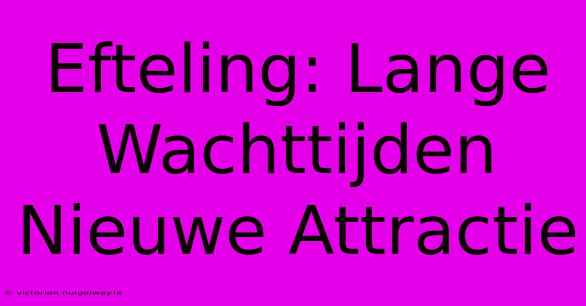 Efteling: Lange Wachttijden Nieuwe Attractie