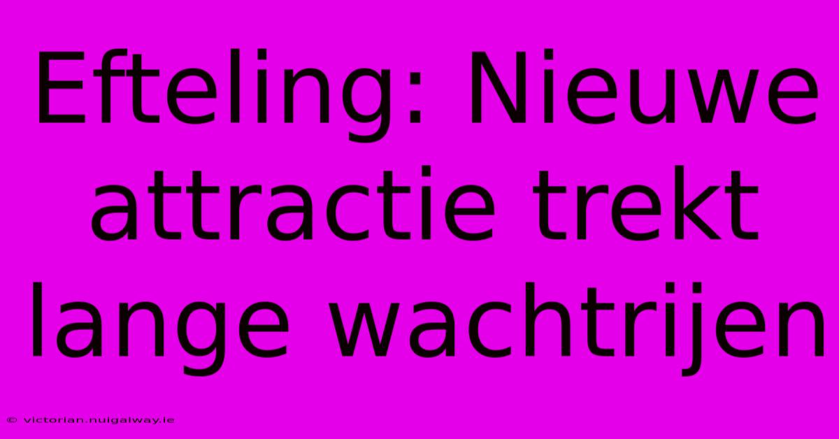 Efteling: Nieuwe Attractie Trekt Lange Wachtrijen