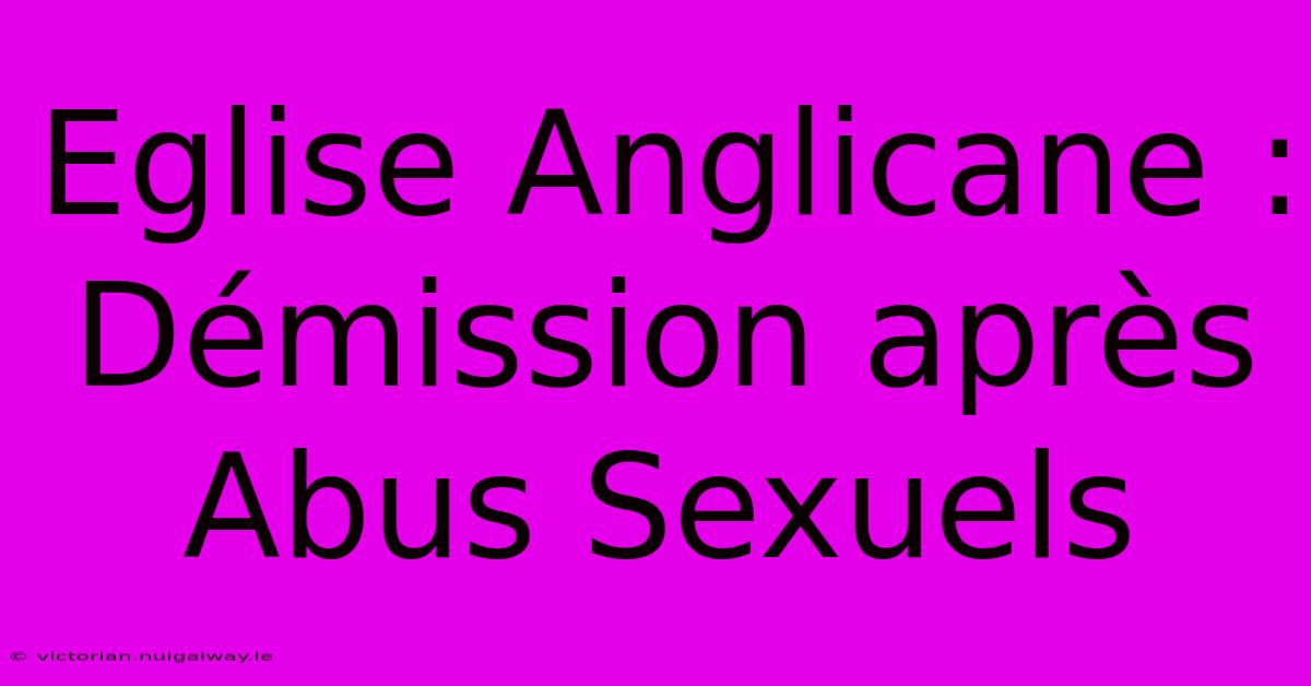 Eglise Anglicane : Démission Après Abus Sexuels