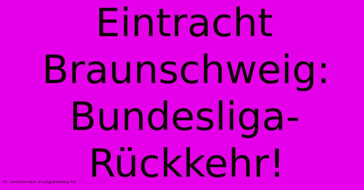 Eintracht Braunschweig: Bundesliga-Rückkehr!