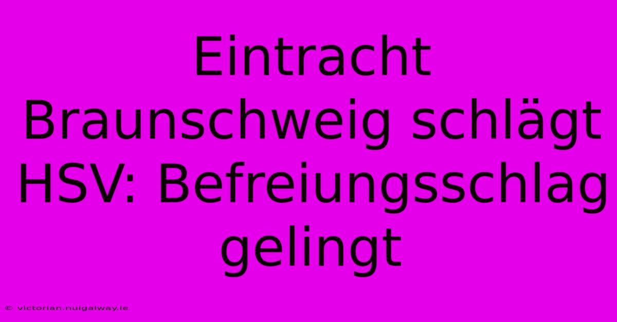 Eintracht Braunschweig Schlägt HSV: Befreiungsschlag Gelingt
