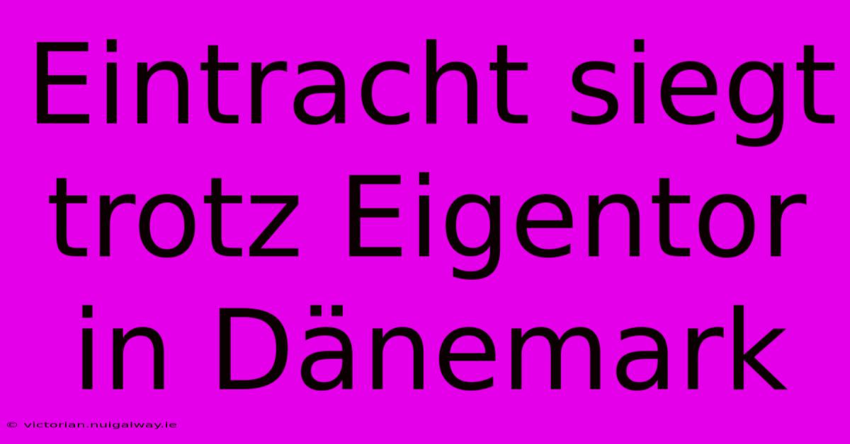 Eintracht Siegt Trotz Eigentor In Dänemark