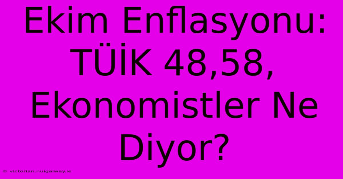 Ekim Enflasyonu: TÜİK 48,58, Ekonomistler Ne Diyor?