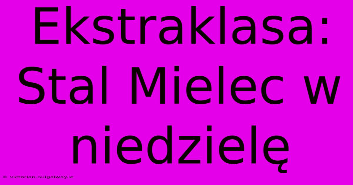 Ekstraklasa: Stal Mielec W Niedzielę