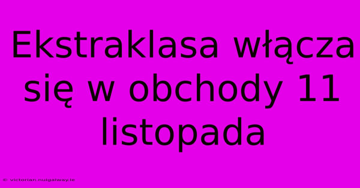 Ekstraklasa Włącza Się W Obchody 11 Listopada