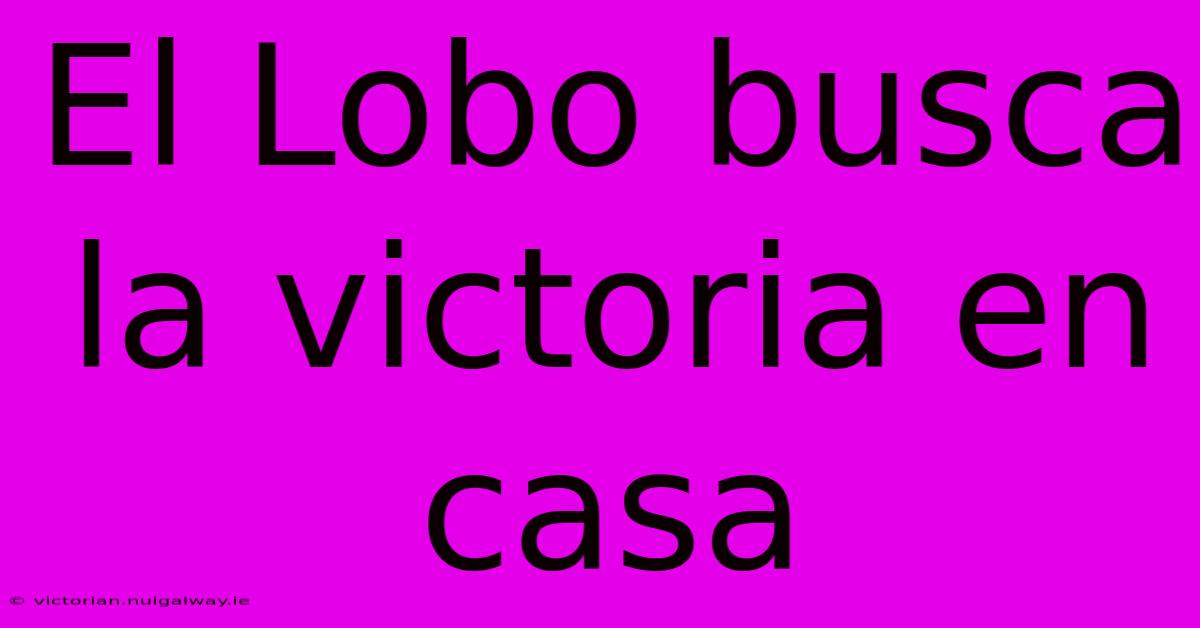 El Lobo Busca La Victoria En Casa 