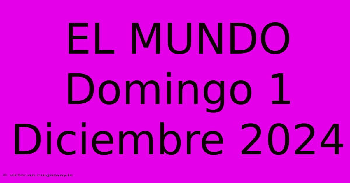 EL MUNDO Domingo 1 Diciembre 2024