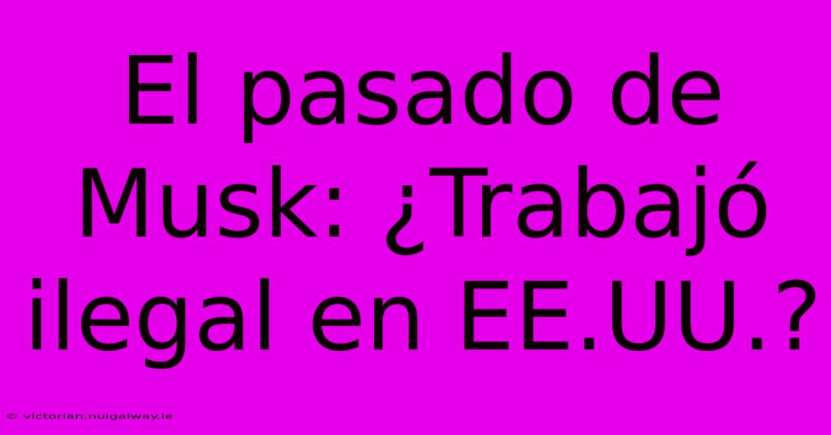 El Pasado De Musk: ¿Trabajó Ilegal En EE.UU.?