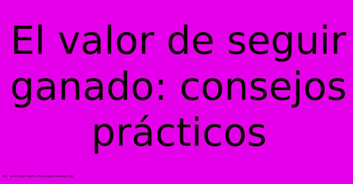 El Valor De Seguir Ganado: Consejos Prácticos