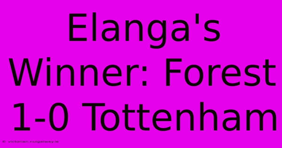 Elanga's Winner: Forest 1-0 Tottenham