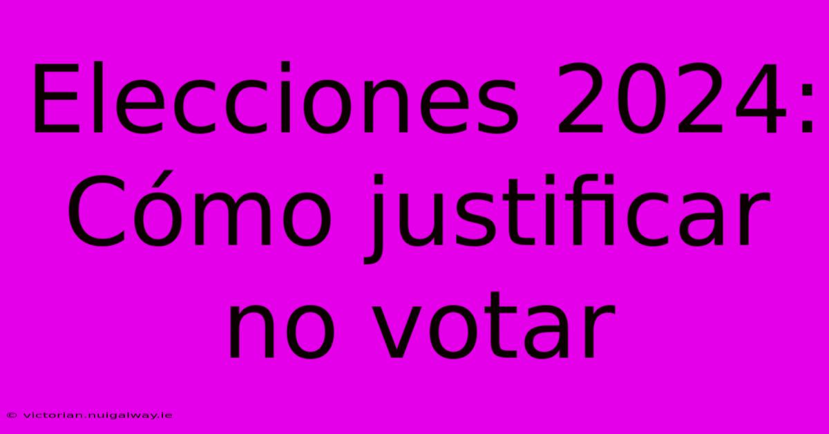 Elecciones 2024: Cómo Justificar No Votar