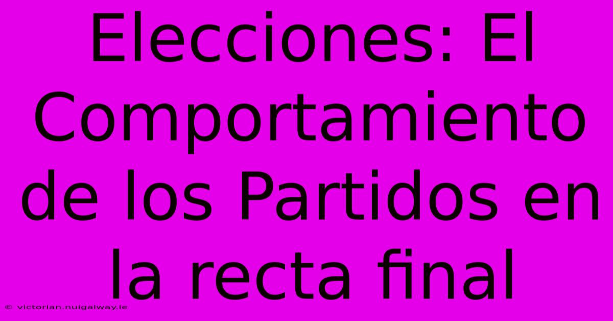 Elecciones: El Comportamiento De Los Partidos En La Recta Final