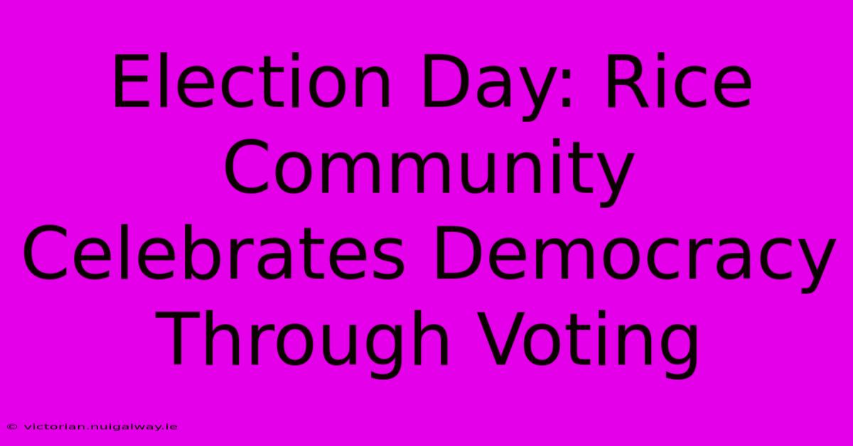 Election Day: Rice Community Celebrates Democracy Through Voting