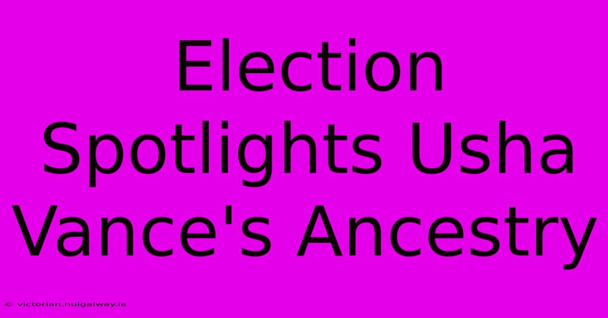 Election Spotlights Usha Vance's Ancestry