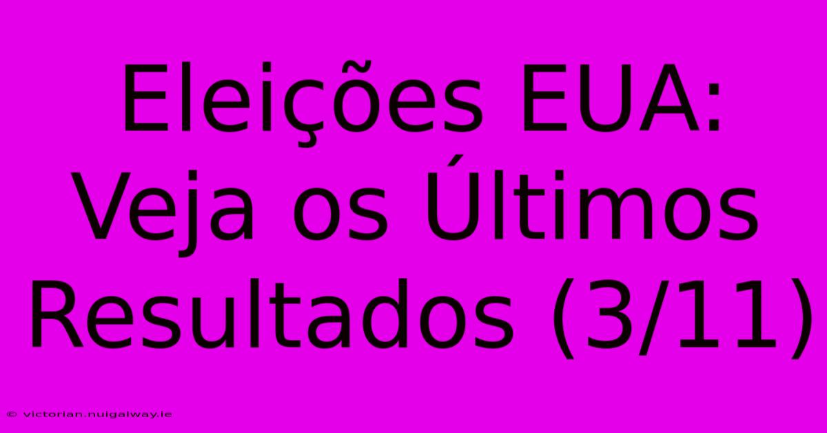 Eleições EUA: Veja Os Últimos Resultados (3/11)