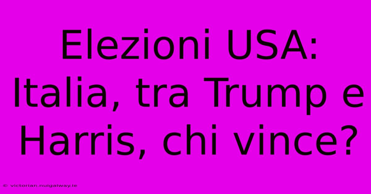 Elezioni USA: Italia, Tra Trump E Harris, Chi Vince? 