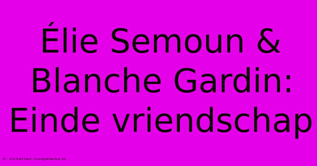 Élie Semoun & Blanche Gardin: Einde Vriendschap