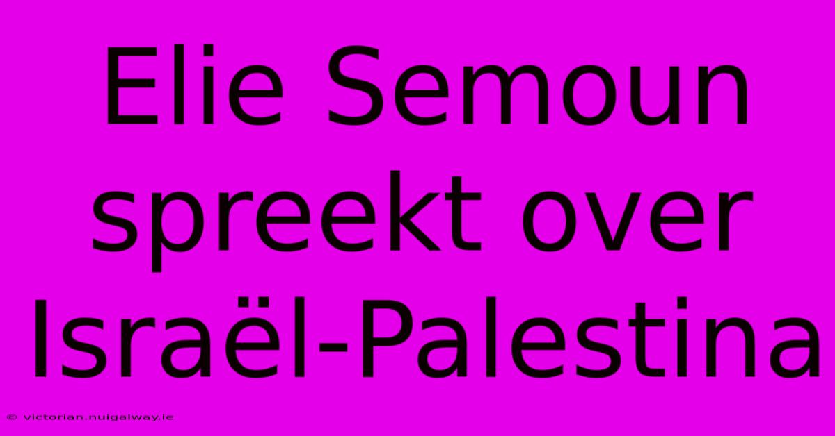 Elie Semoun Spreekt Over Israël-Palestina